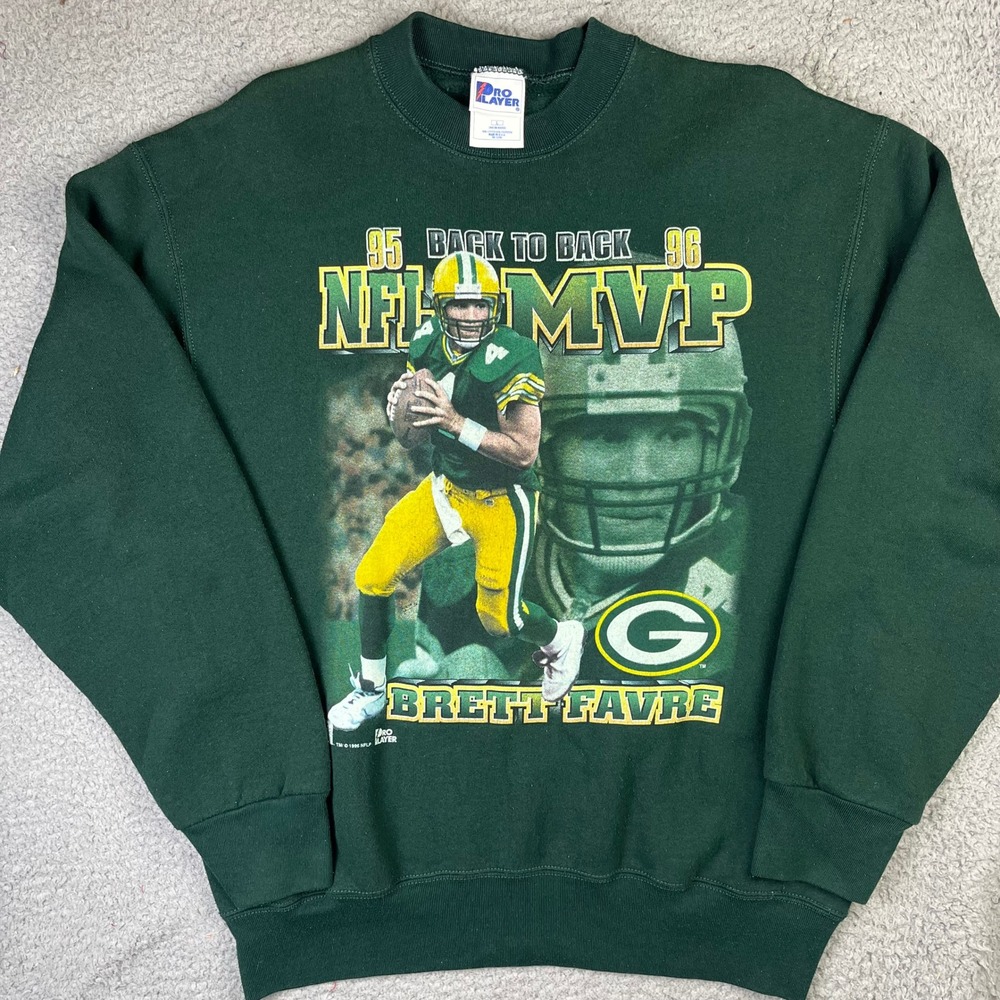 Greenbay Packers Brett Favre Sweatshirt Mens Large NFL MVP Vintage Sweater